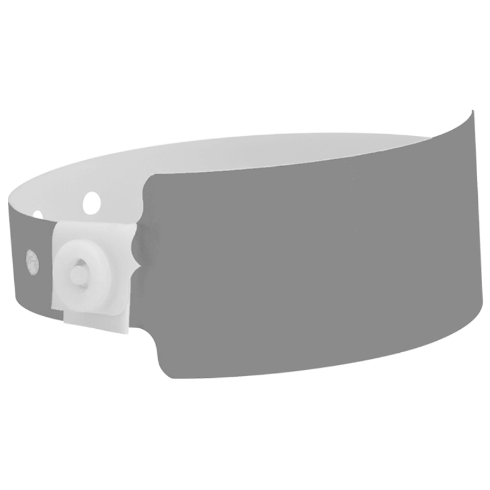 Plastic wide wristband in silver - shown in round