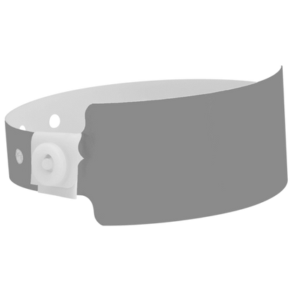 Plastic wide wristband in silver - shown in round
