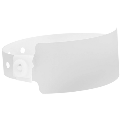 Plastic wide wristband in white - shown in round