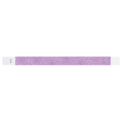 berry tyvek wristband with purple topographic map design - flat version shown
