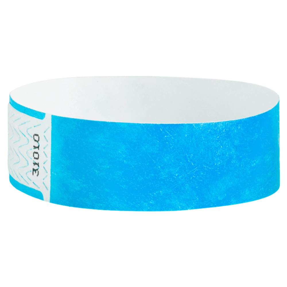 Neon blue qwik fit 3/4 wristband - shown in round 