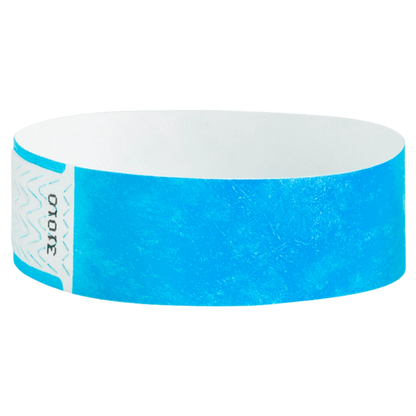 Neon blue qwik fit 3/4 wristband - shown in round 