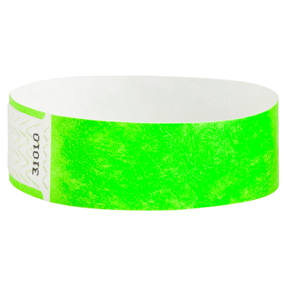 Neon green qwik fit 3/4 wristband - shown in round 