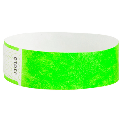 Neon green qwik fit 3/4 wristband - shown in round 