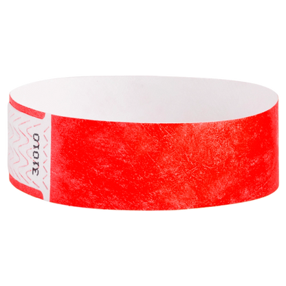 Neon red qwik fit 3/4 wristband - shown in round 