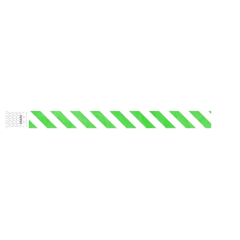 neon green and white striped pattern tyvek wristband 