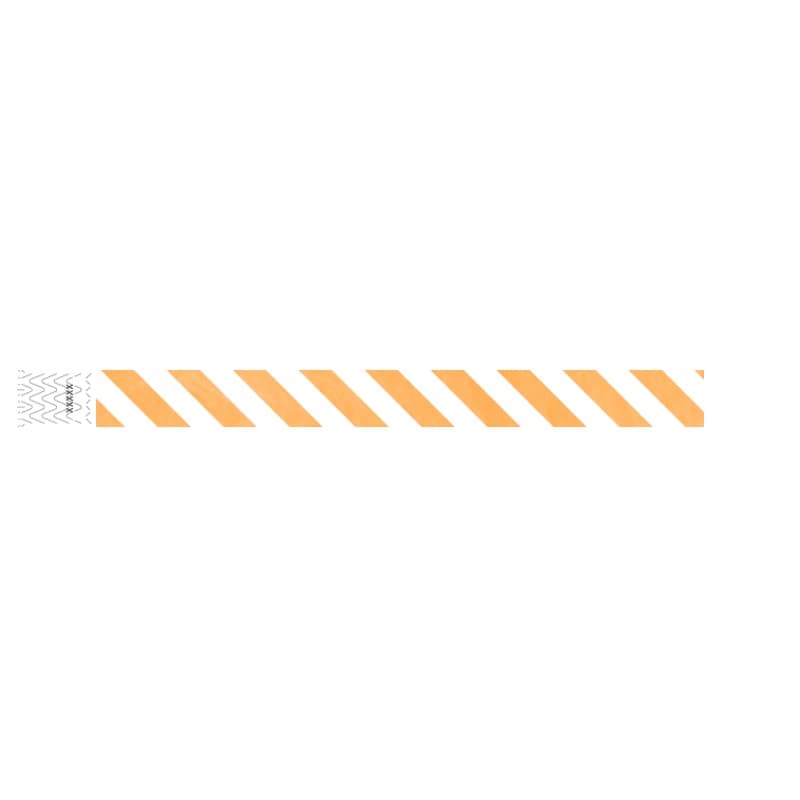 neon orange and white striped pattern tyvek wristband 