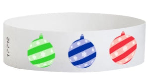 Tyvek 3/4" Wristbands - Christmas Ornaments