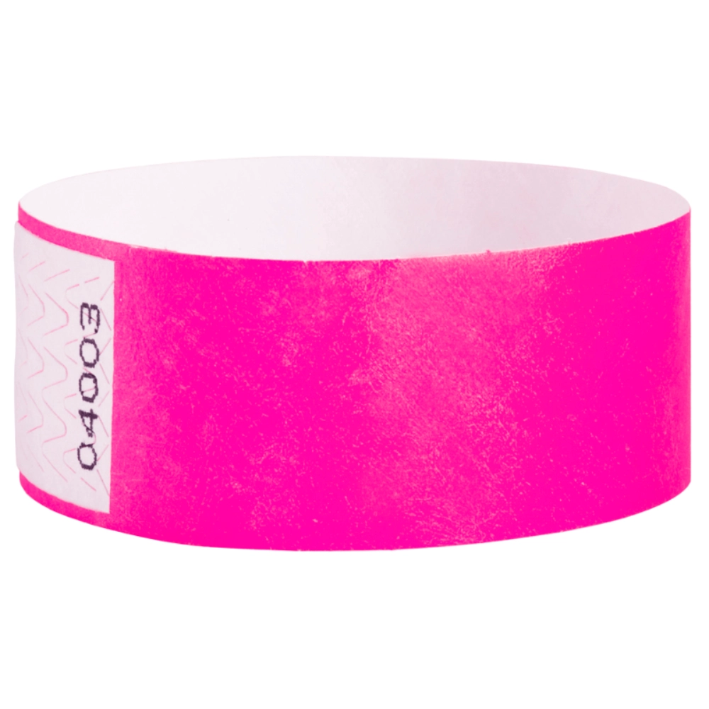 Tyvek 1" qwik fit wristband in neon pink - shown in round 
