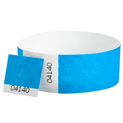 Tyvek 1" stub wristband in neon blue - shown in round 