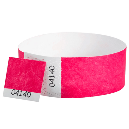 Tyvek 1" stub wristband in neon pink - shown in round 