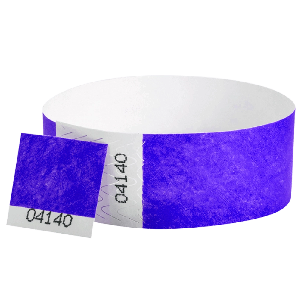 Tyvek 1" stub wristband in purple - shown in round 
