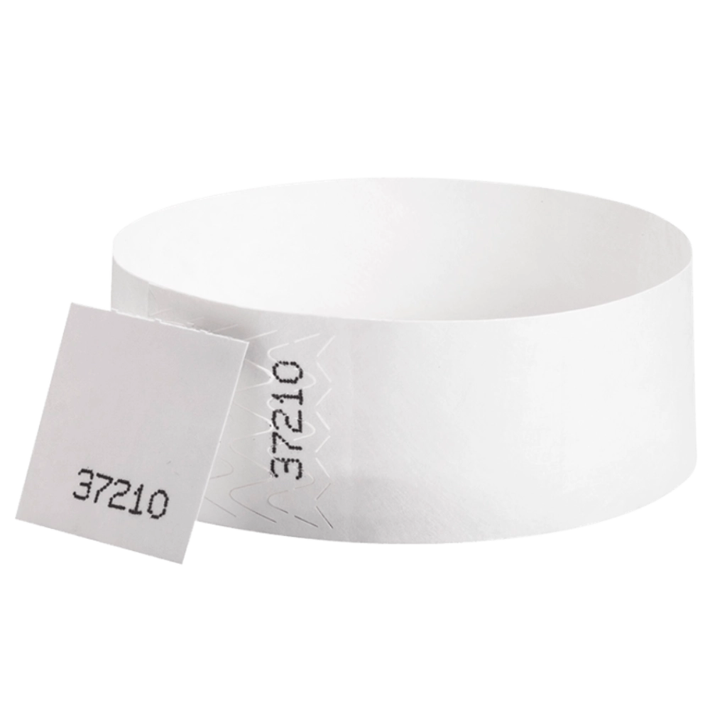 Tyvek 1" stub wristband in white - shown in round 