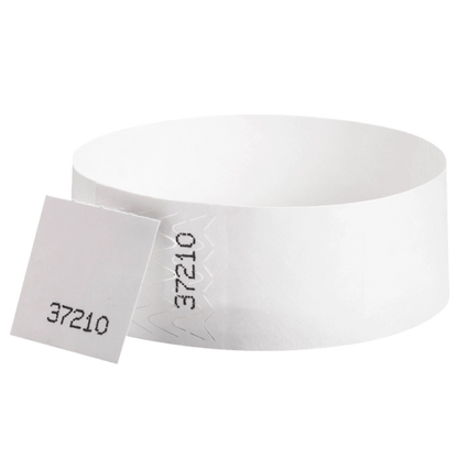 Tyvek 1" stub wristband in white - shown in round 