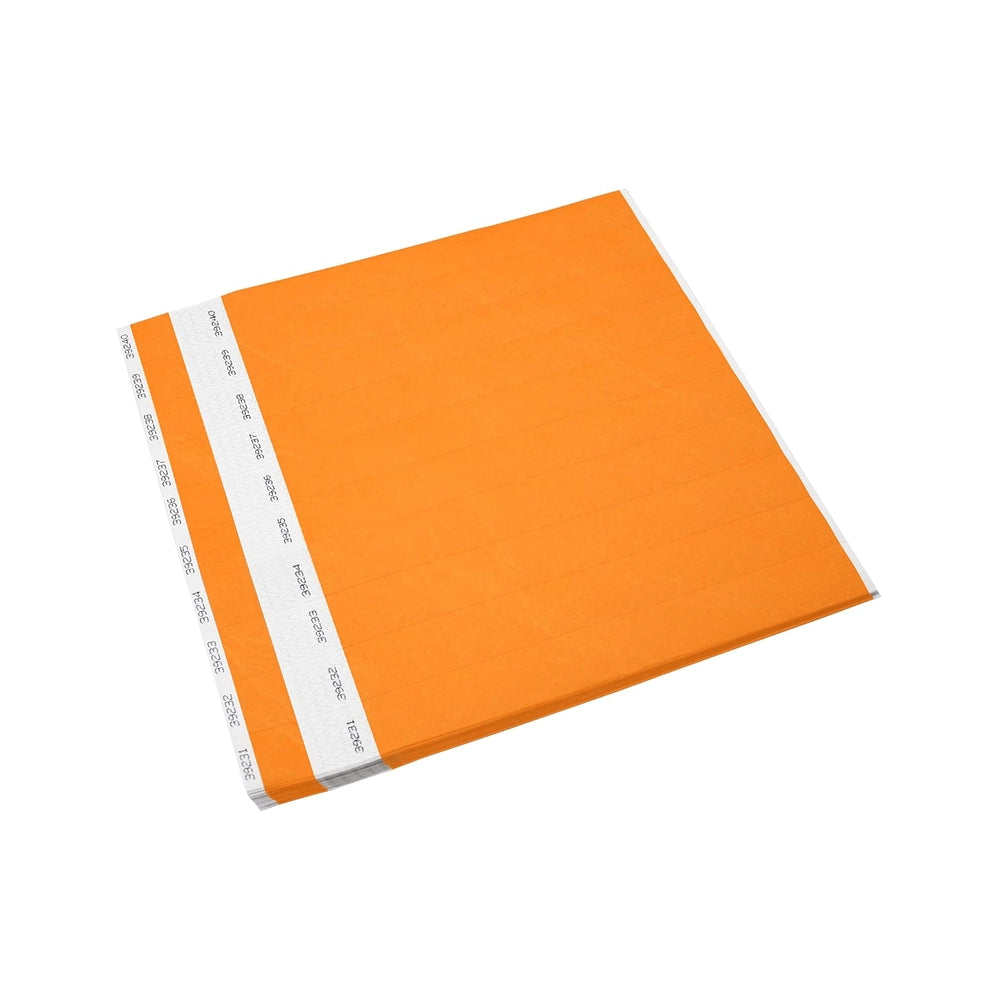 Tyvek 1" stub wristband in neon orange - sheets of 10 