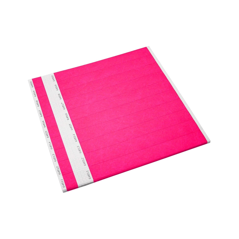 Tyvek 1" stub wristband in neon pink - sheets of 10 