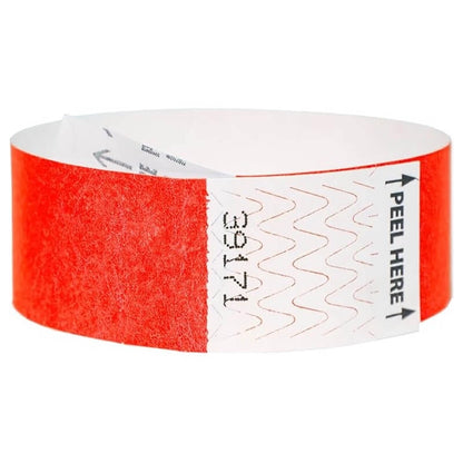 Tyvek 1" litterfree wristband in neon red  - shown in round 