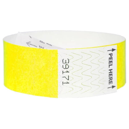 Tyvek 1" litterfree wristband in neon yellow  - shown in round 