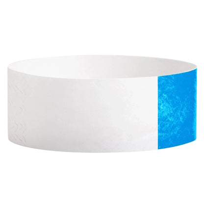 Tyvek 1" half flood wristband 1" in neon blue  - shown in round 