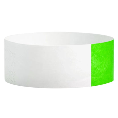Tyvek 1" half flood wristband 1" in neon green  - shown in round 