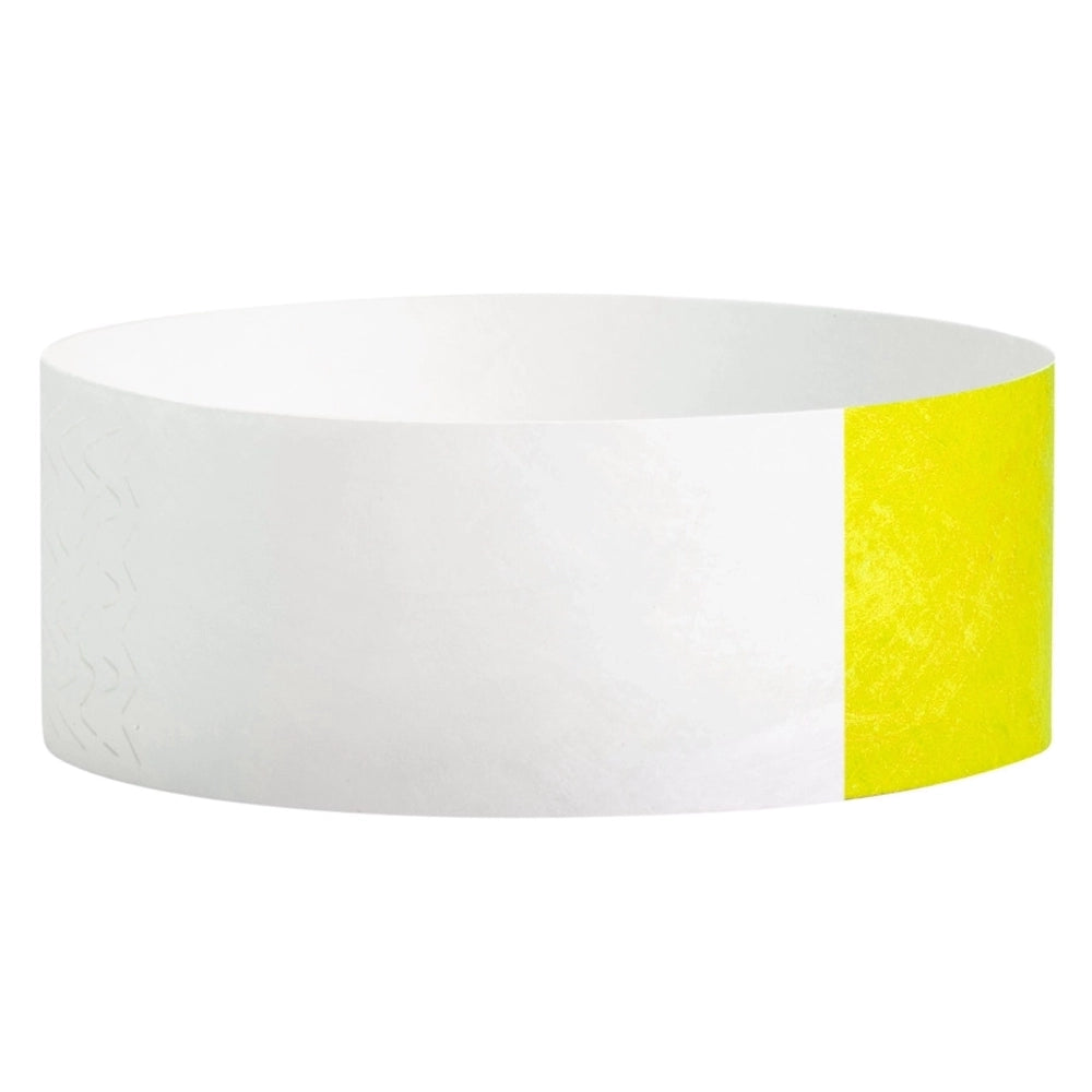 Tyvek 1" half flood wristband 1" in neon yellow  - shown in round 