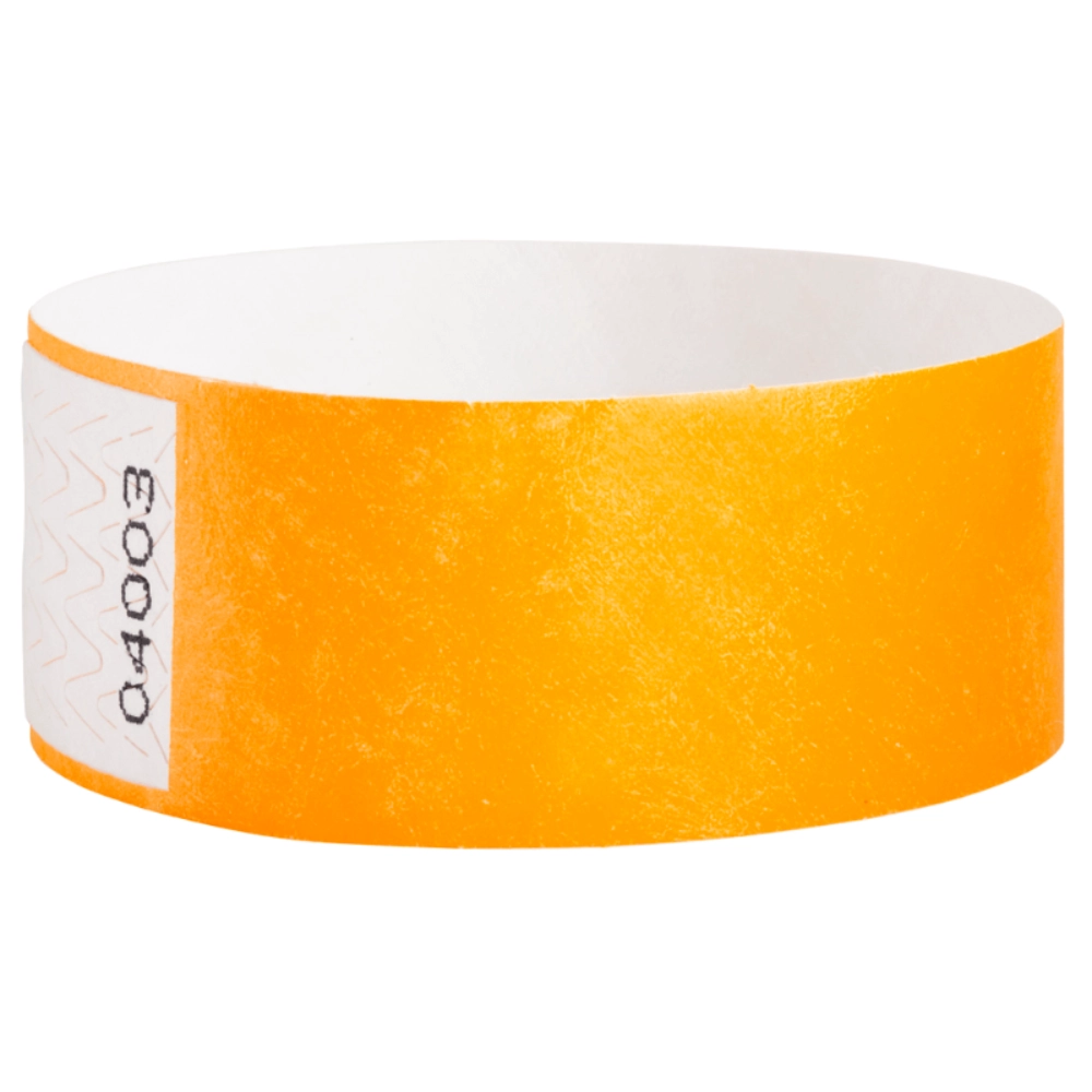 Tyvek 1" qwik fit wristband in neon orange  - shown in round 