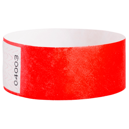 Tyvek 1" qwik fit wristband in neon red  - shown in round 