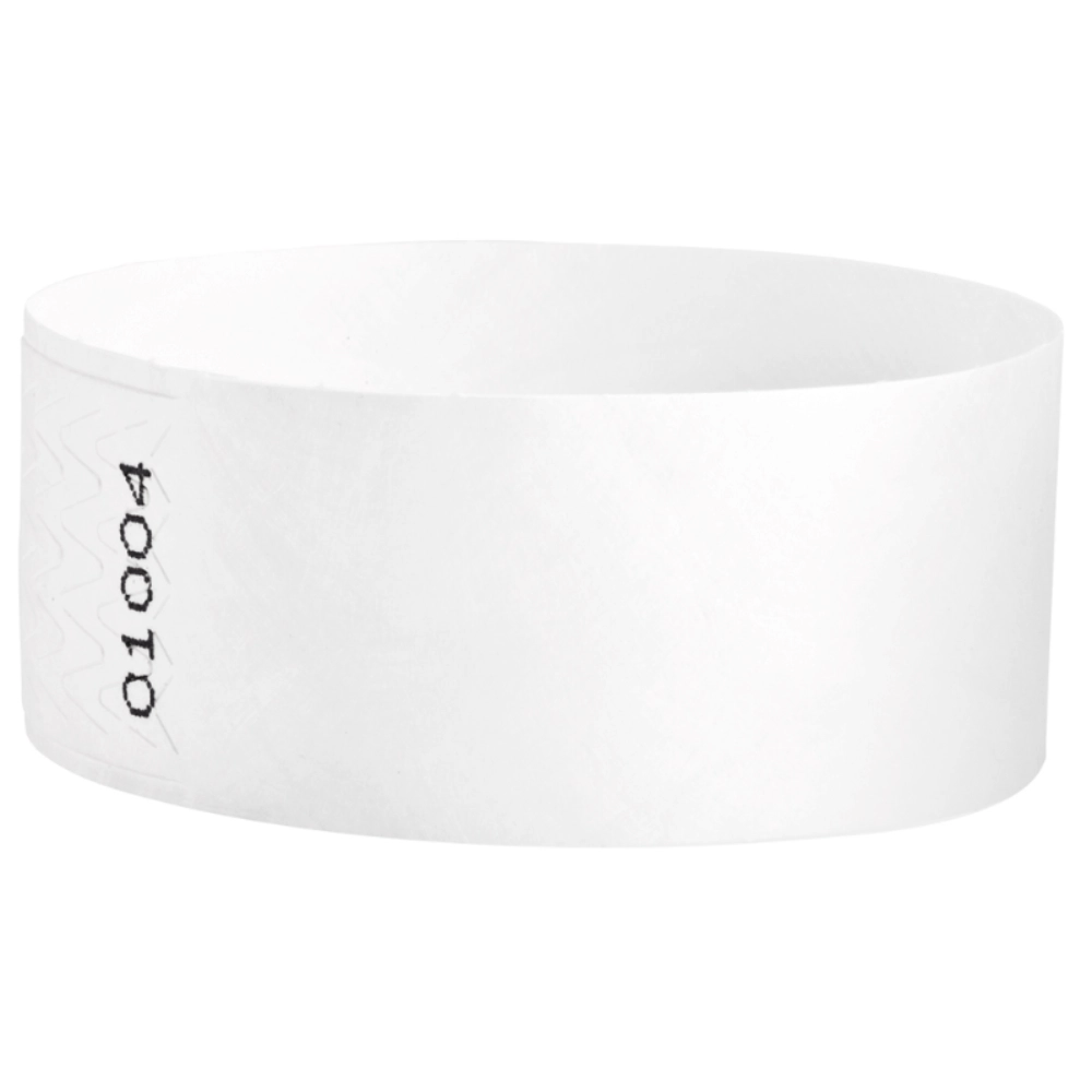Tyvek 1" qwik fit wristband in white  - shown in round 