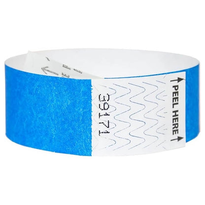 Tyvek 1" Litterfree wristband in neon blue - shown in round 