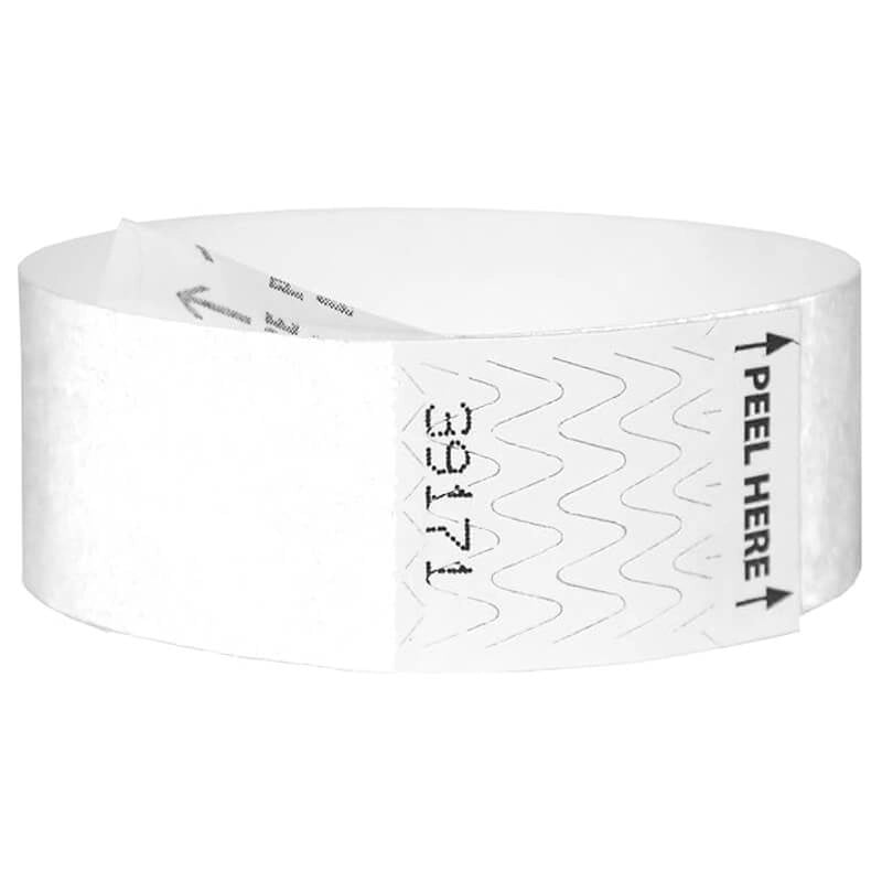 Tyvek 1" Litterfree wristband in neon white - shown in round 