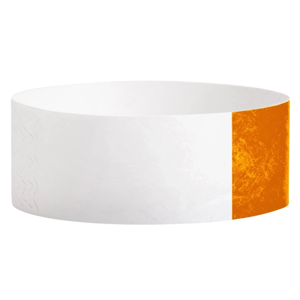 Tyvek 1" half flood wristband in neon orange  - shown in round 