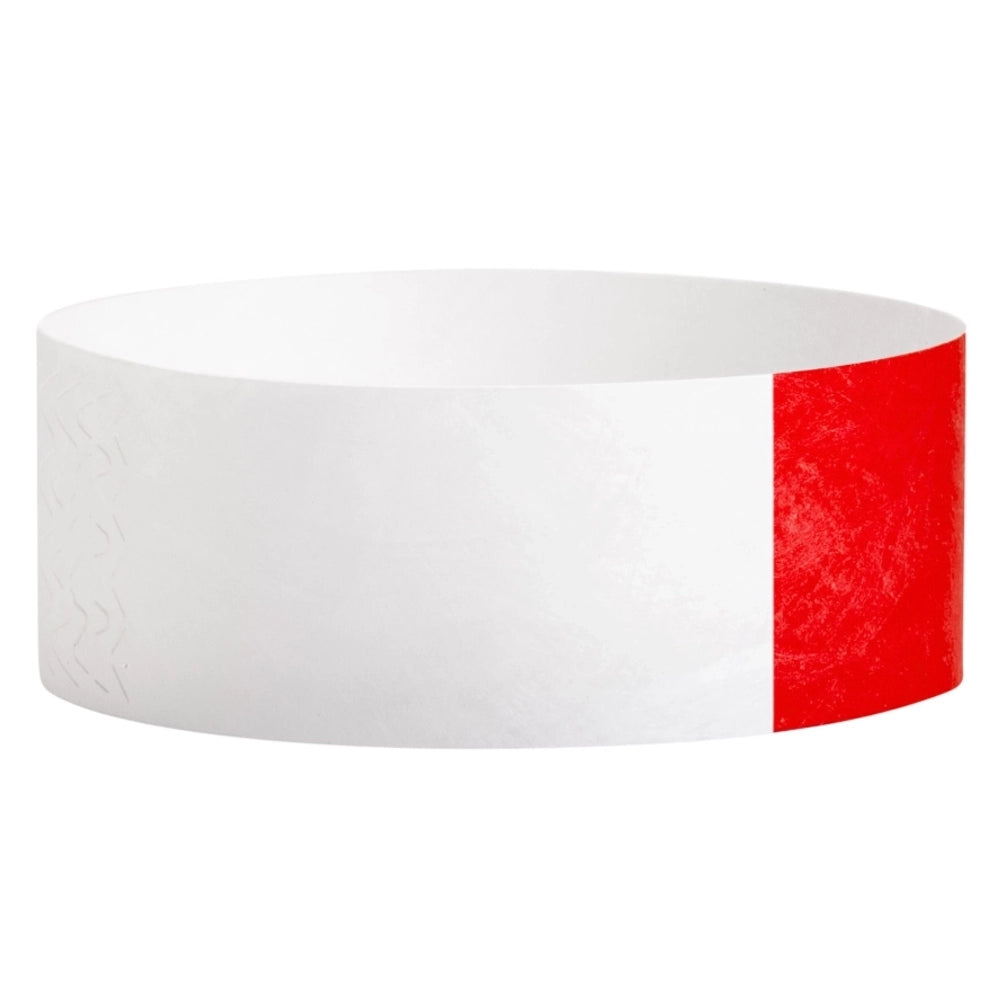 Tyvek 1" half flood wristband in neon red  - shown in round 