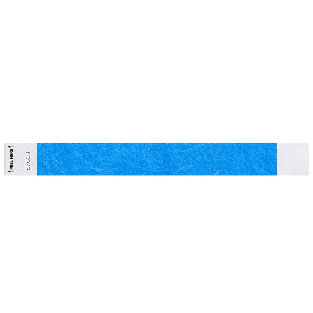 Tyvek 1" litterfree wristband in neon blue  - shown in flat 