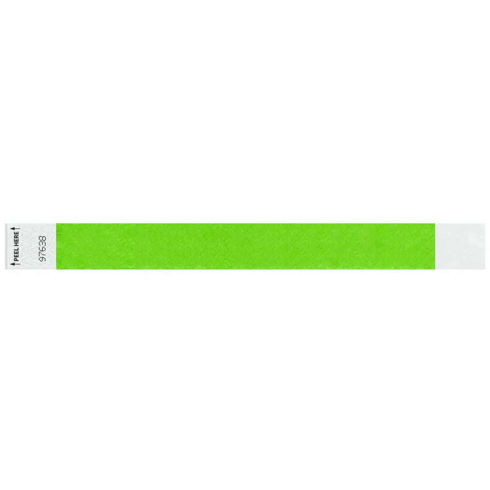 Tyvek 1" litterfree wristband in neon green  - shown in flat 