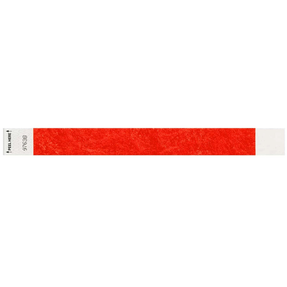 Tyvek 1" litterfree wristband in neon red  - shown in flat 