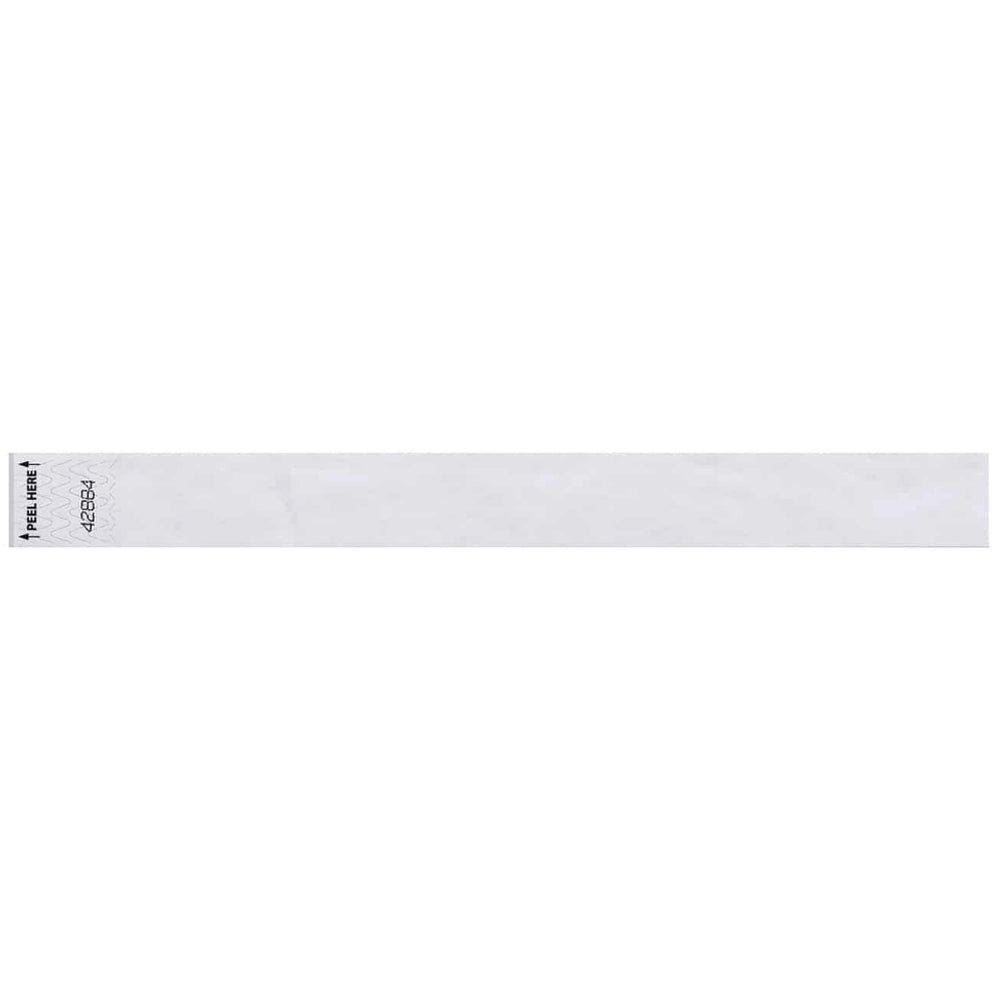 Tyvek 1" litterfree wristband in white  - shown in flat 