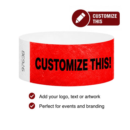 1” Tyvek® Wristbands - Solid Colors Custom