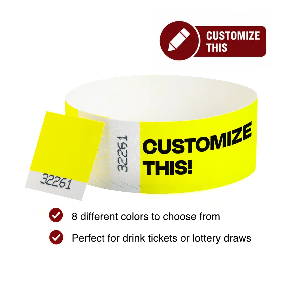 1" Tyvek® Wristbands - Detachable Stub Custom