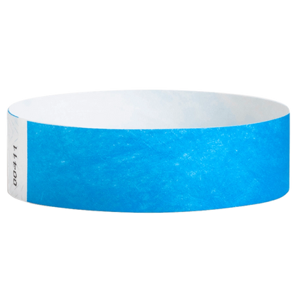 Neon blue Tyvek wristband in round 