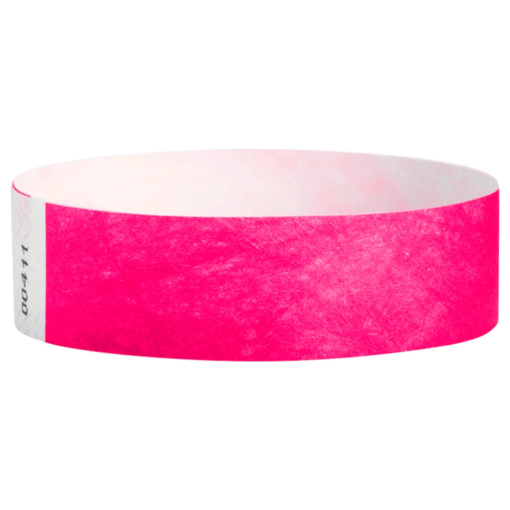 Neon Pink Tyvek wristband in round 