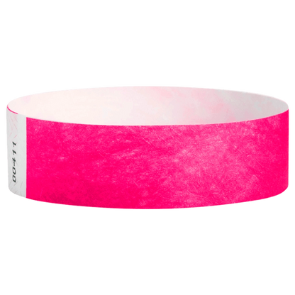 Neon Pink Tyvek wristband in round 