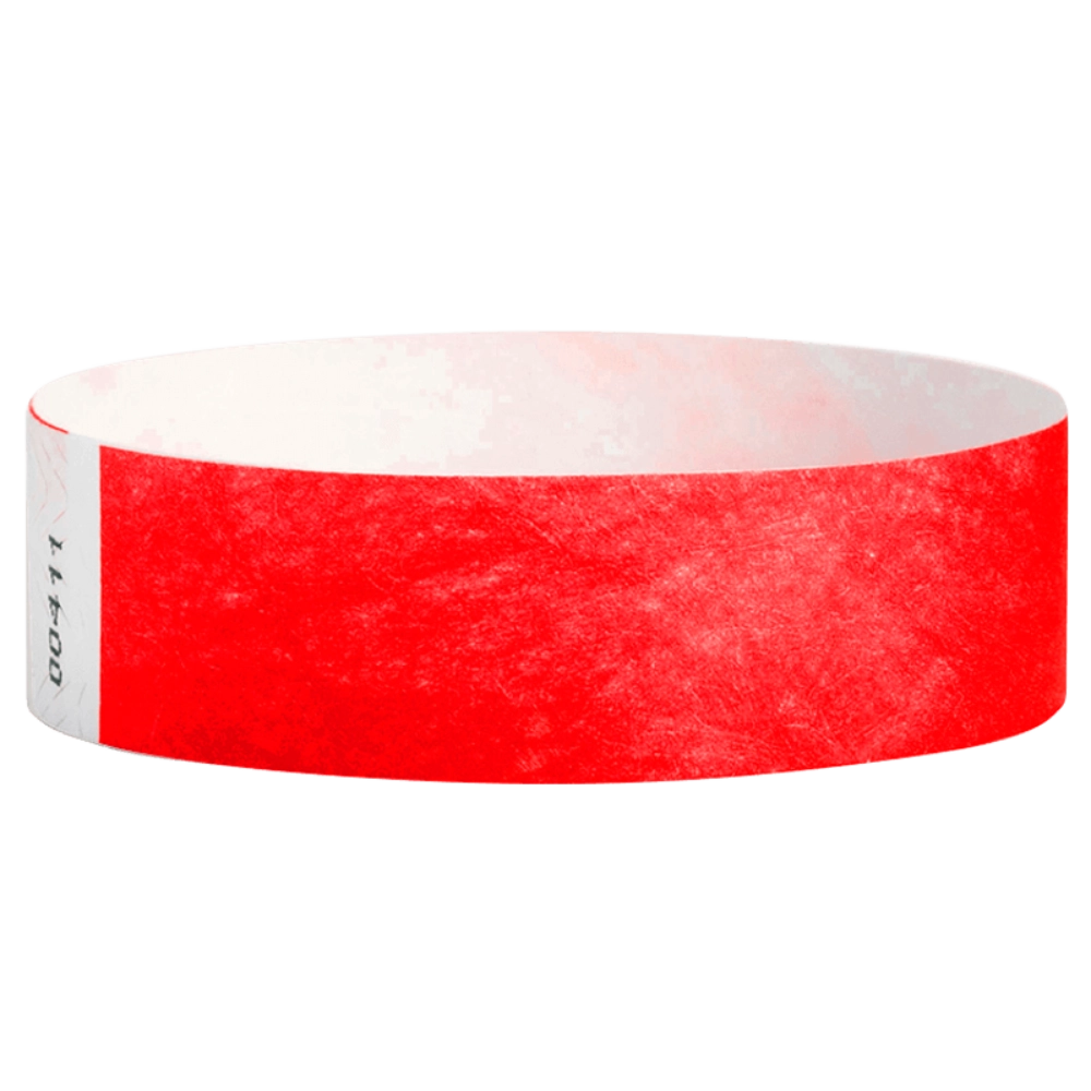 Neon Red Tyvek wristband in round 
