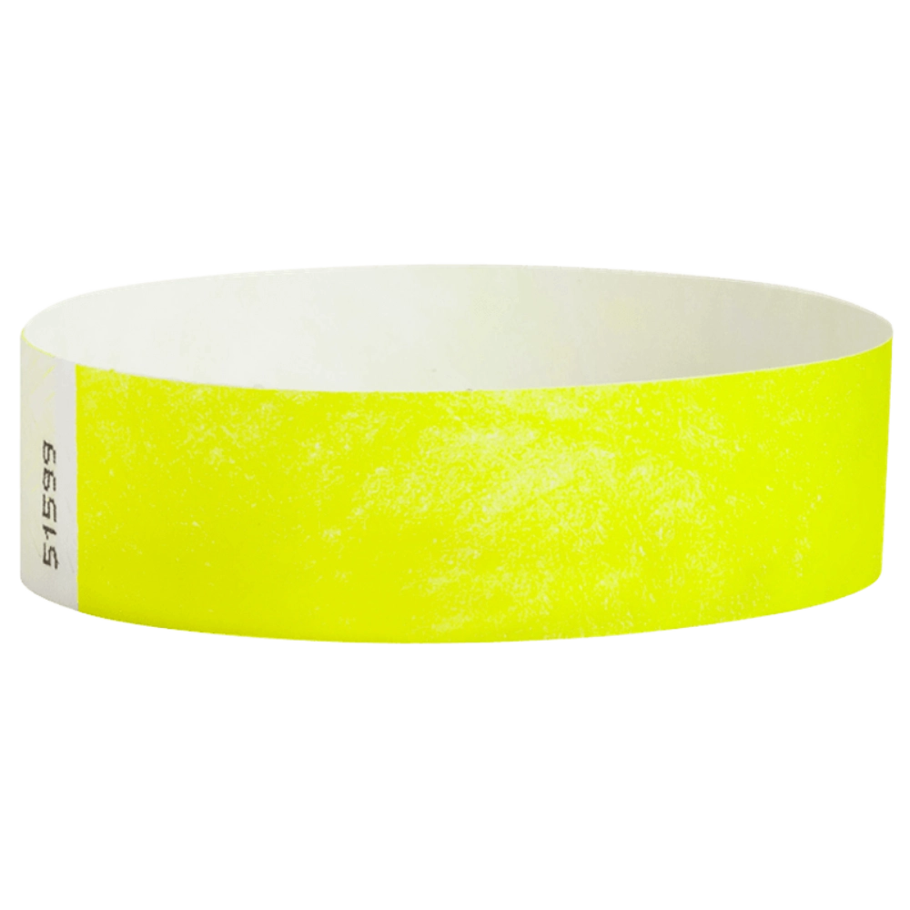 Neon Yellow Tyvek wristband in round 