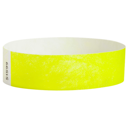 Neon Yellow Tyvek wristband in round 