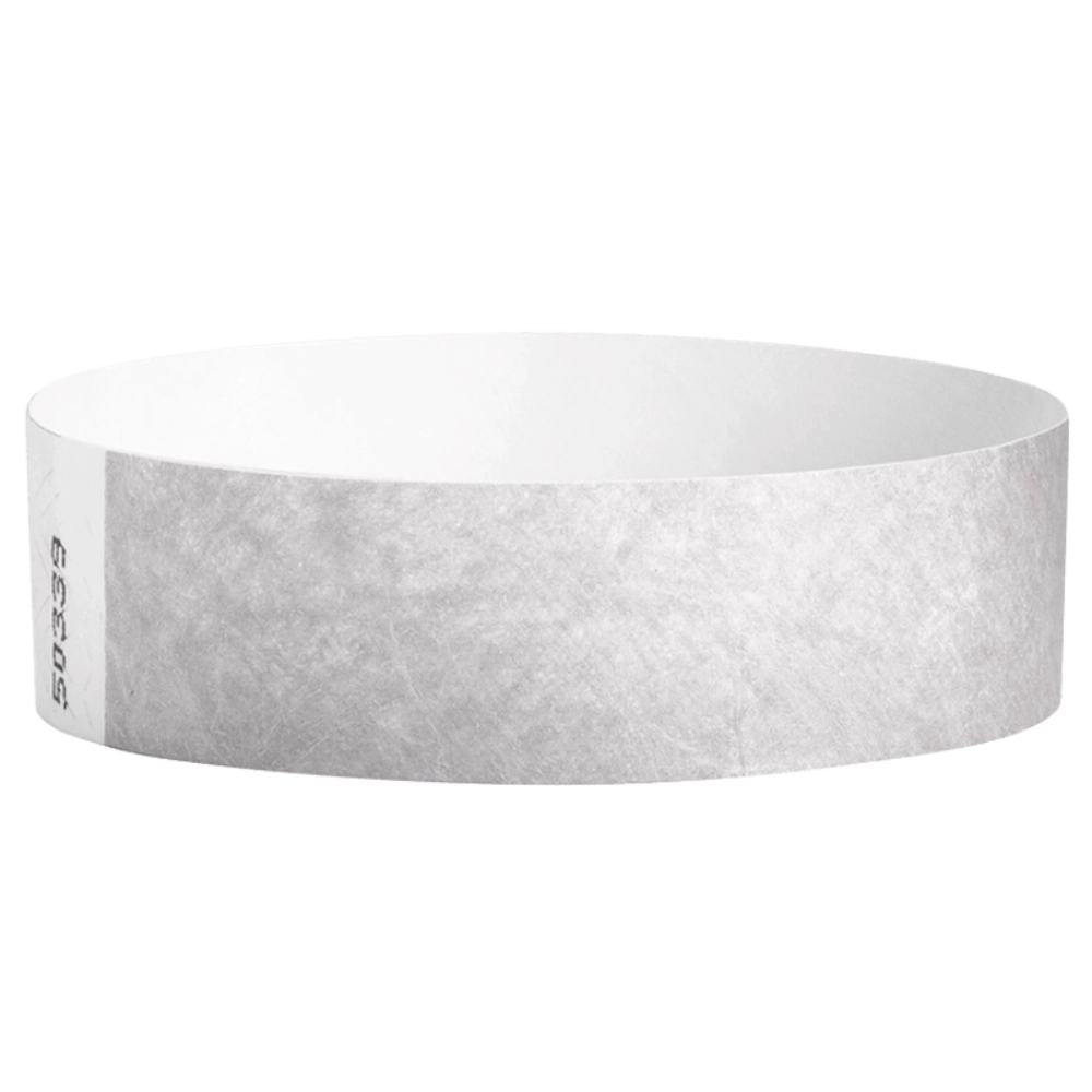 Silver Tyvek wristband in round 