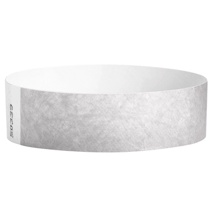Silver Tyvek wristband in round 