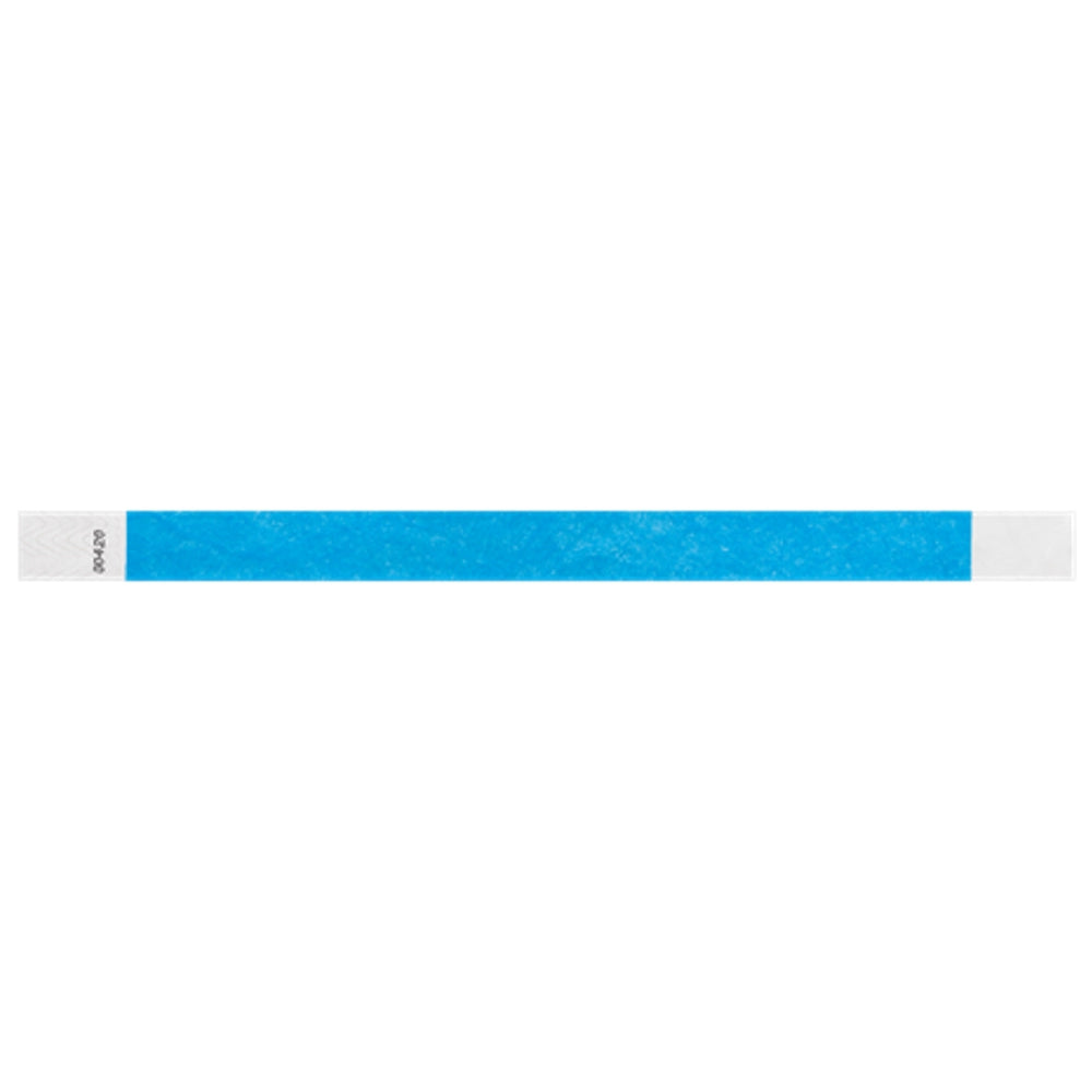 Neon blue tyvek wristband in flat 