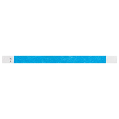Neon blue tyvek wristband in flat 