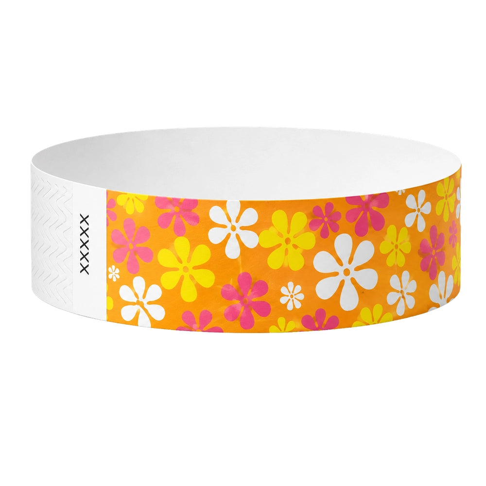 3/4" Tyvek® Wristbands - Flower Power