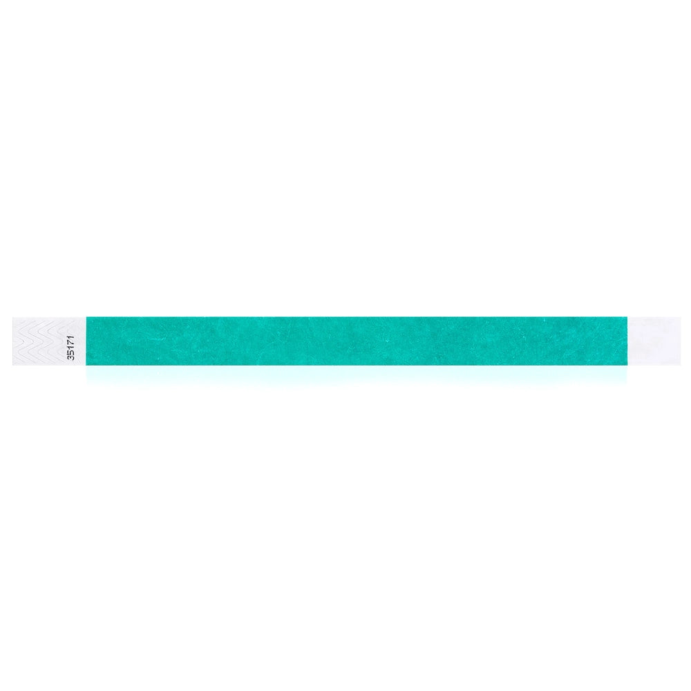 Caribbean blue tyvek wristband in flat 